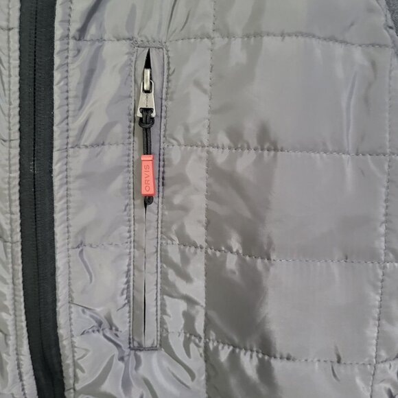 Orvis Mens Mixed Media Quilted Gray Black Full Zip Jacket SZ LG - Picture 4 of 13